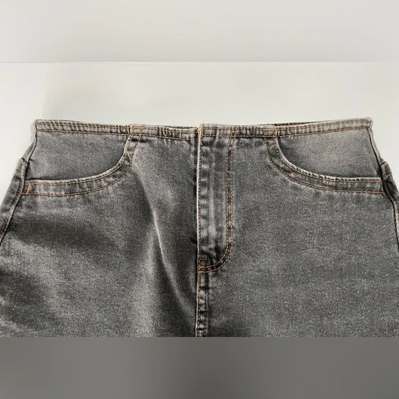 H&M Divided Black Denim Maxi Skirt High Waisted Column Front Vent Size 2 - Picture 8 of 11